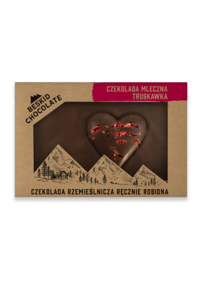 Milk chocolate heart with strawberries