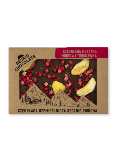 Milk chocolate with strawberries and apricots