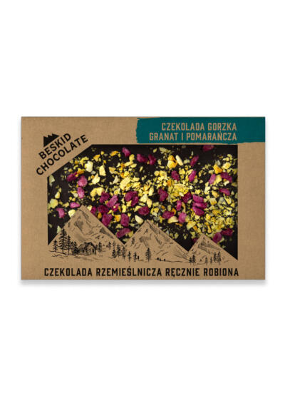 Dark chocolate with orange and pomegranate