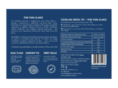 Dark chocolate Peru Piura Blanco Secret Roast 75% - Image 3