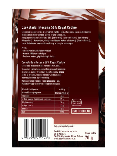 Czekolada mleczna 56% z nibsami kakao Royal Cookie - Image 3